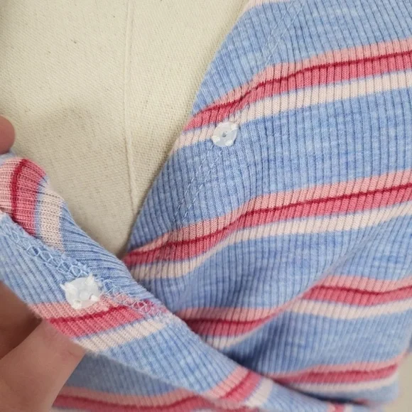 La Vie en Rose romper striped ruffles short rayon short sleeve summer spring - Picture 5 of 14